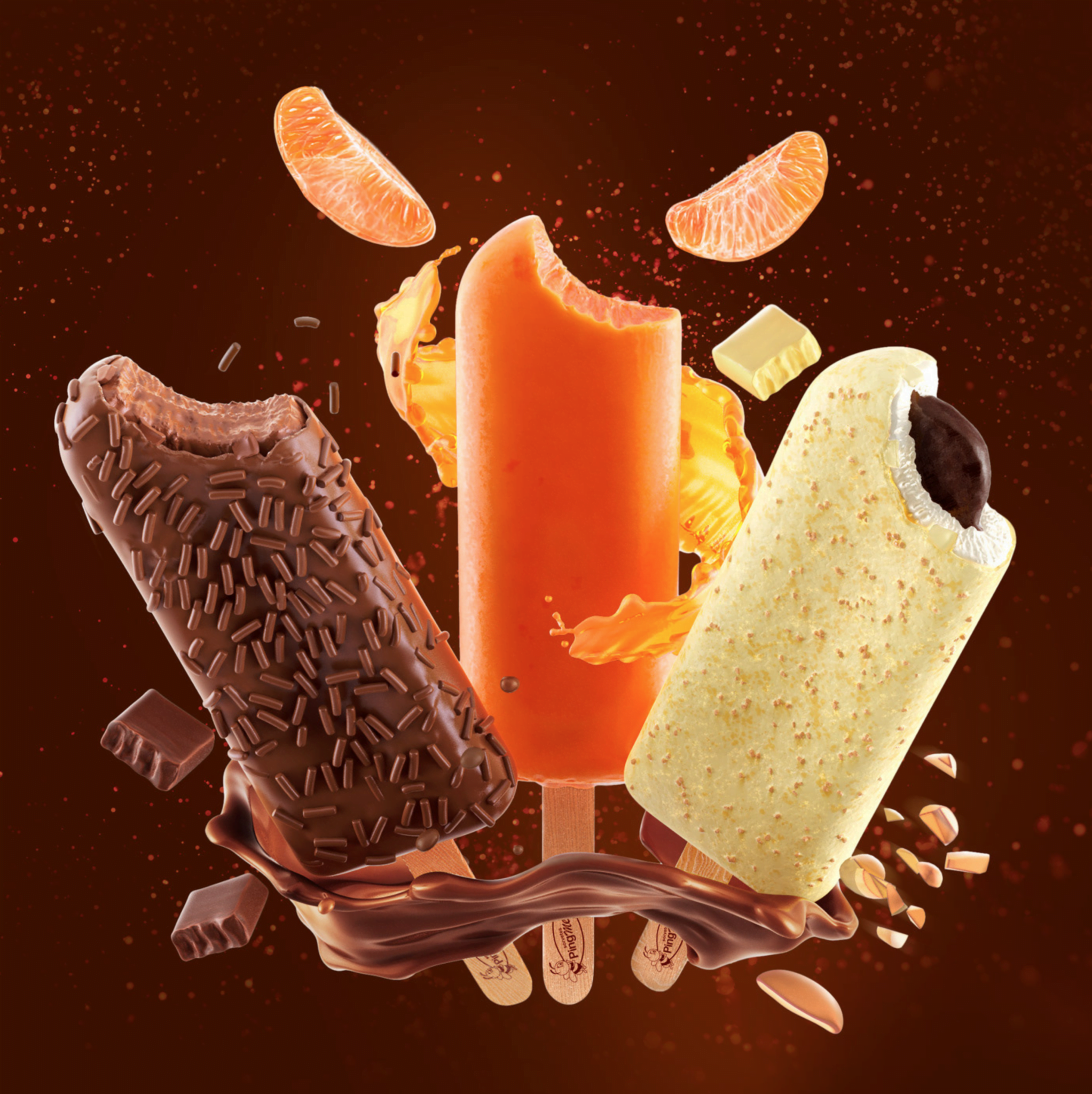 3D Delicious Ice Lolly Flavours Food Illustration